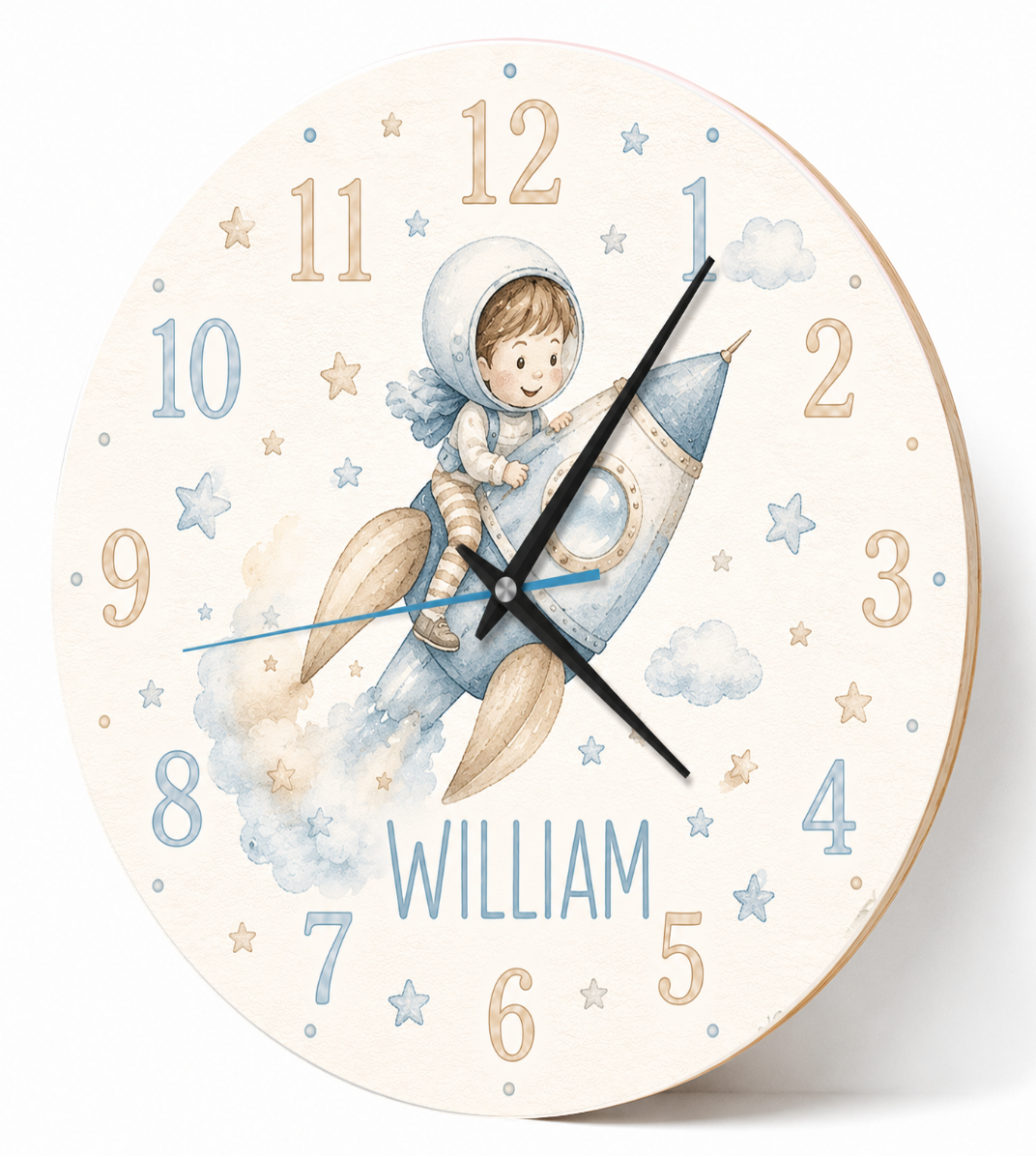 Weltraumrakete-Wanduhr für das Kinderzimmer – lautlos