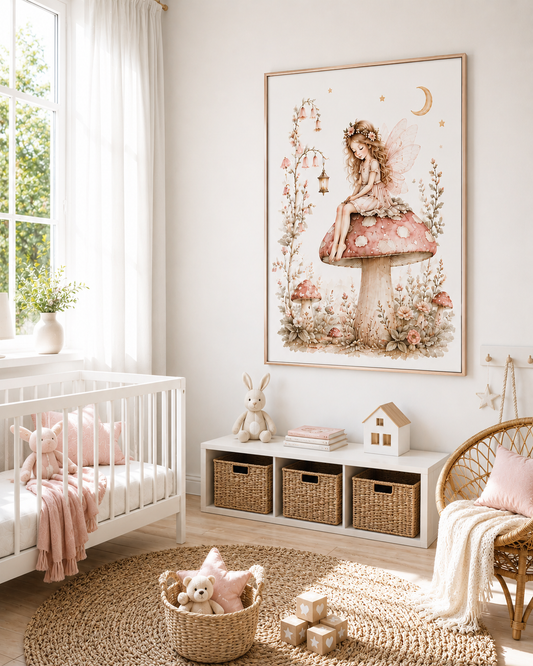 Waldelfe Kinderposter – Aquarell-Kinderbild fürs Mädchenzimmer