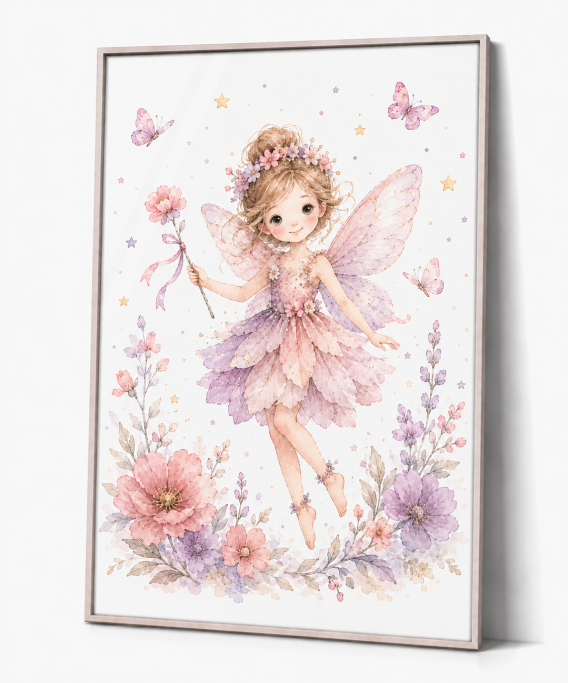 Blumenelfe Kinderposter – Aquarellbild für das Mädchenzimmer