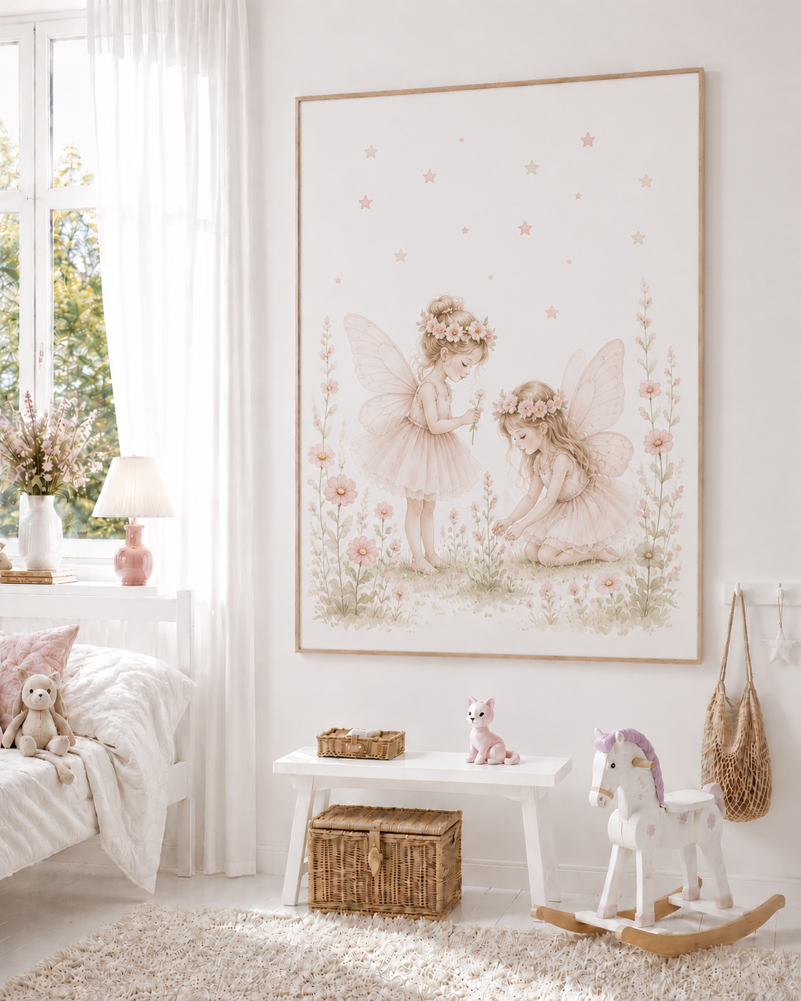 Feen Kinderposter – Aquarellbild mit Feen fürs Mädchenzimmer