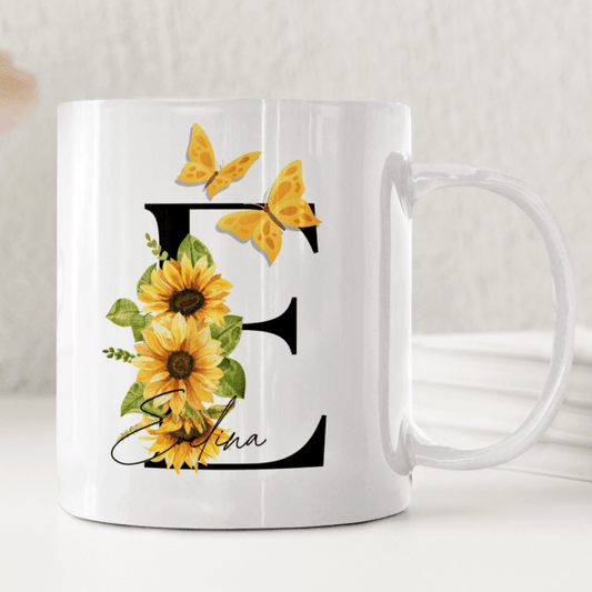 Personlig mugg – Solrosor – mugg med namn