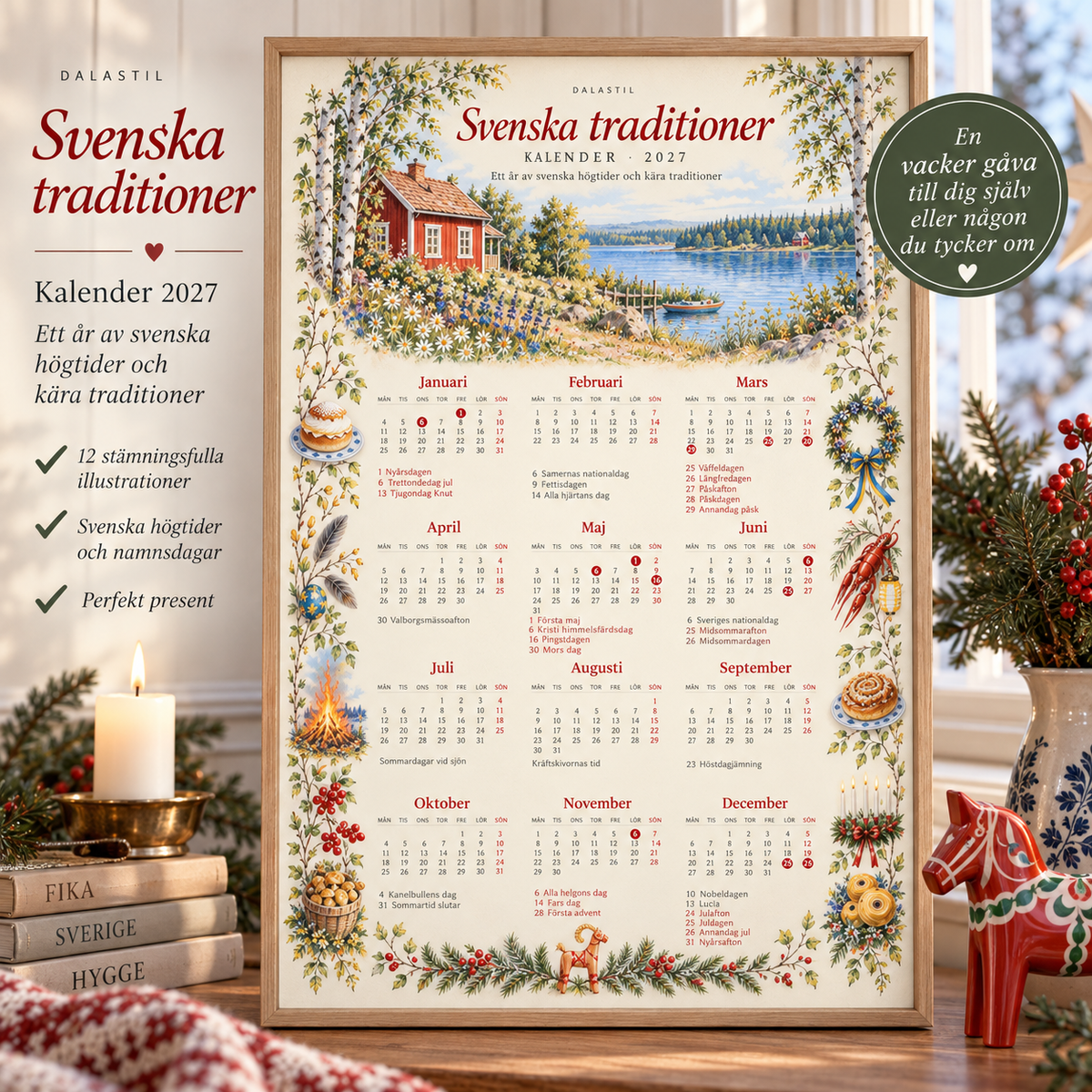 Svenska traditioner Kalender 2027 – A3 väggkalender