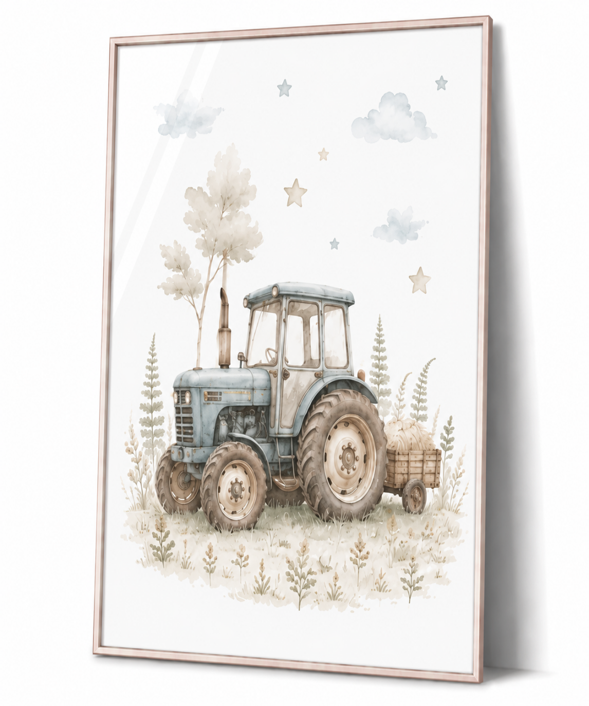 Traktor Kinderposter – Aquarellbild für das Kinderzimmer
