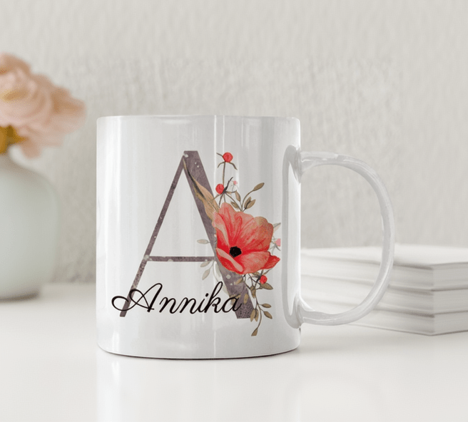 Personlig mugg – Vallmo monogram – mugg med namn