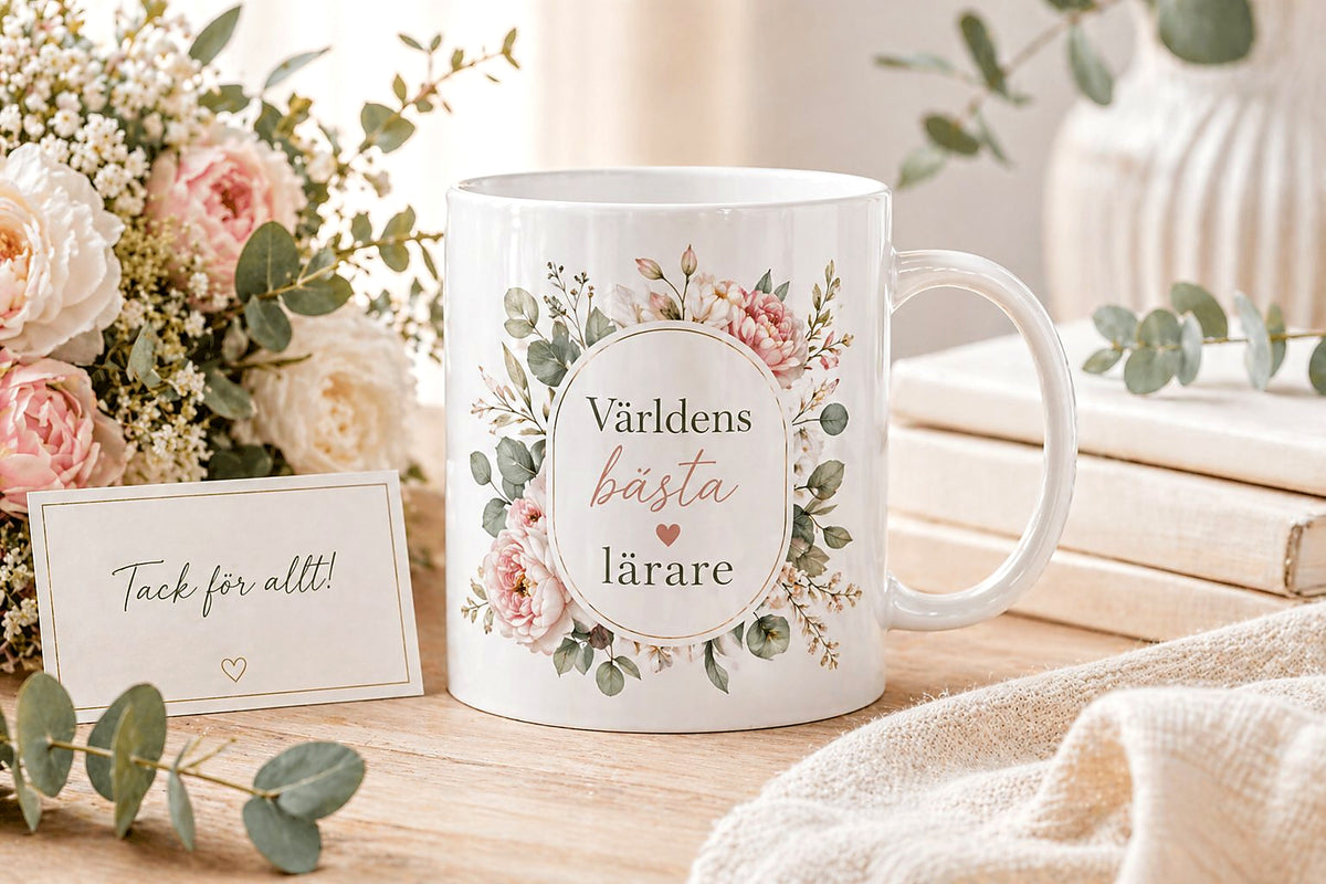 Personlig lärarmugg – Världens bästa lärare – rosenlund